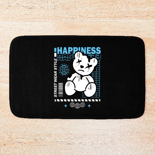 Urban Graffiti Teddy Bear Design Bath Mats