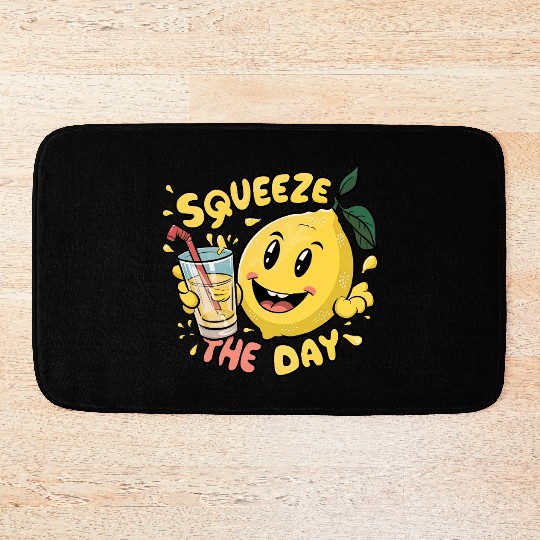 Squeeze The Day Lemon Cartoon Bath Mats