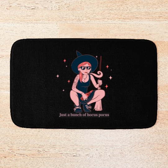 Witch Girl Hocus Pocus Illustration Bath Mats