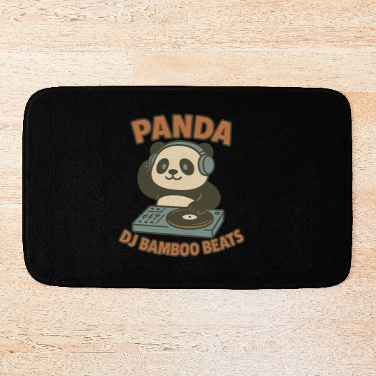 Panda DJ Bamboo Beats Illustration Bath Mats
