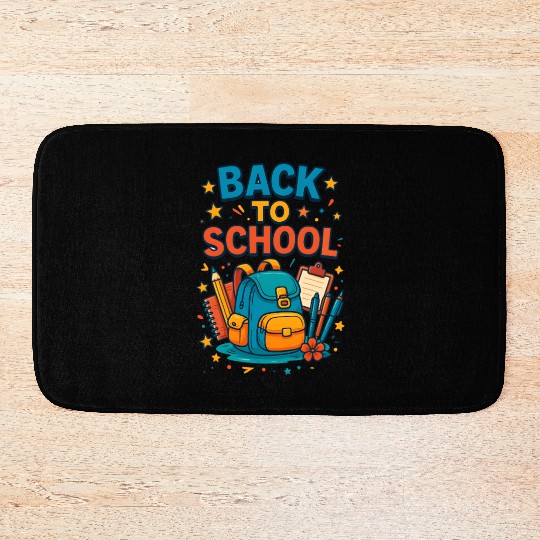 Colorful Back to School Backpack Design Bath Mats