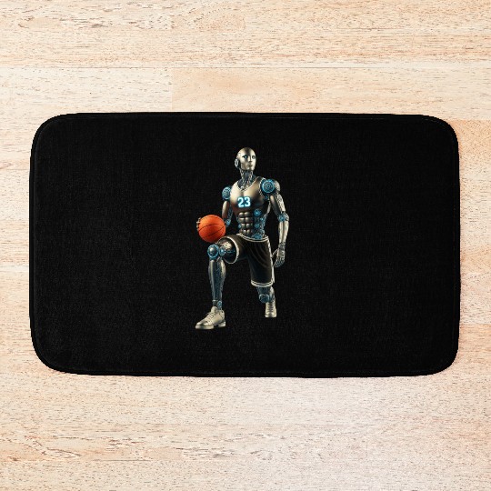 Futuristic Robot Basketball Player – AI Athlete Ar Bath Mats