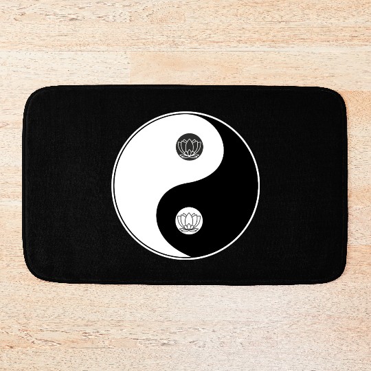 Yin-Yang Tao Lotus Symbol Design Bath Mats