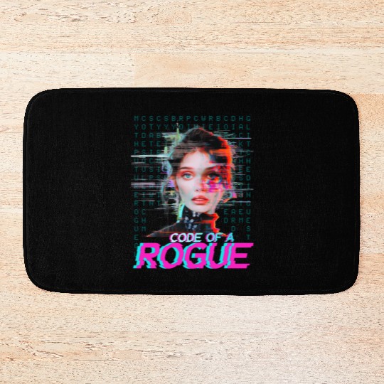 Futuristic Digital Rogue Illustration Bath Mats