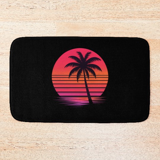 Tropical Sunset Silhouette Design Bath Mats