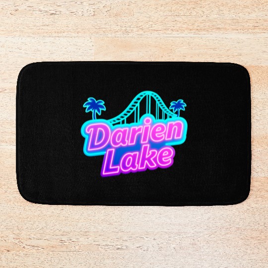Neon Daren Lake Sign with Roller Coaster and Palms Bath Mats