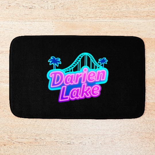 Neon Daren Lake Sign with Roller Coaster and Palms Bath Mats