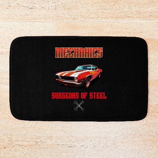 Muscle Car and Steel Mechanics Design Bath Mats
