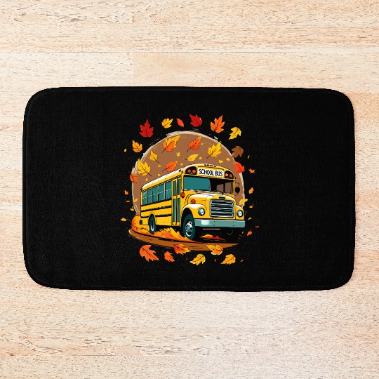 back-to-school -Autumn School Bus Adventure  Bath Mats