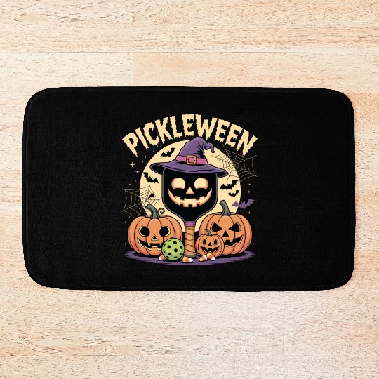 Pickleween Pickleball Player Spooky Halloween Bath Mats