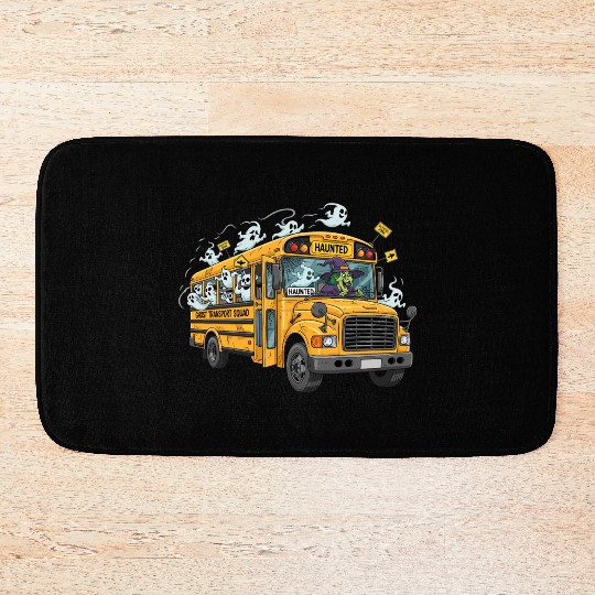 Haunted Ghost Transport School Bus Bath Mats