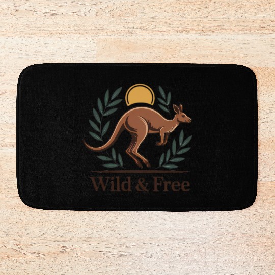 Kangaroo Embrace with Nature Motif Bath Mats