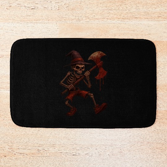 Haunted Skeleton Witch on Battle Axe Bath Mats