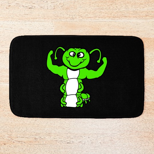 Caterpillar bodybuilder strong muscle training gym Bath Mats