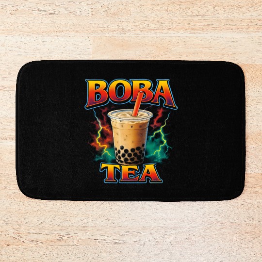 Boba Tea Favorite Food Funny Weird 90s Boba Tea Bath Mats