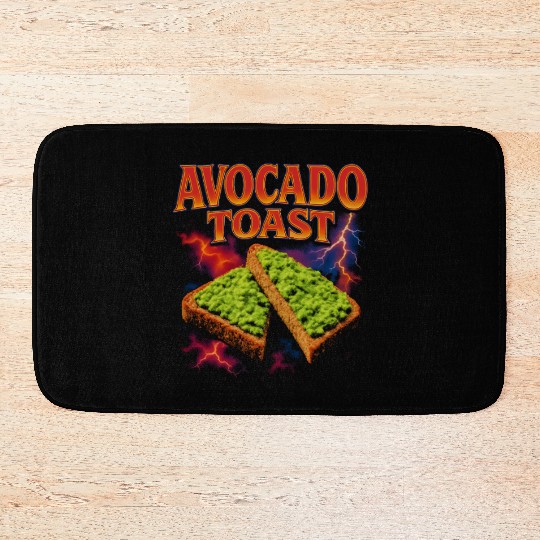 Avocado Toast Favorite Food Funny Weird 90s Toast Bath Mats