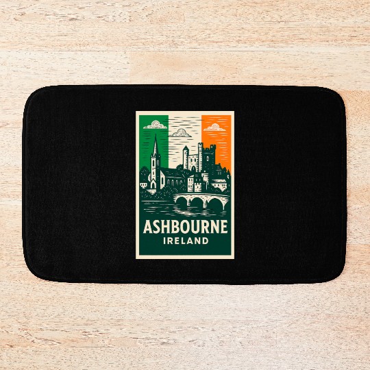 Irish Villagescape with Castle and Church Bath Mats