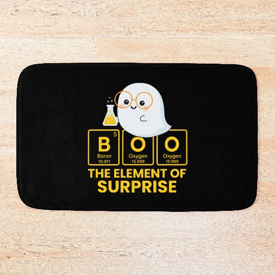Funny Cute Chemistry Ghost with Periodic Table Bath Mats