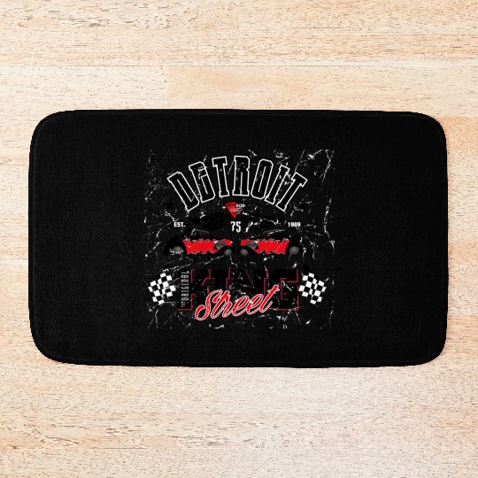 Retro Octobite Hot Rod Detroit Garage Bath Mats