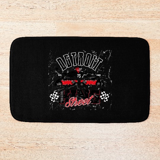 Retro Octobite Hot Rod Detroit Garage Bath Mats