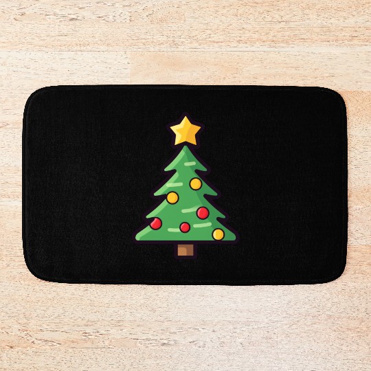 Festive Christmas Tree with Colorful Ornaments Bath Mats