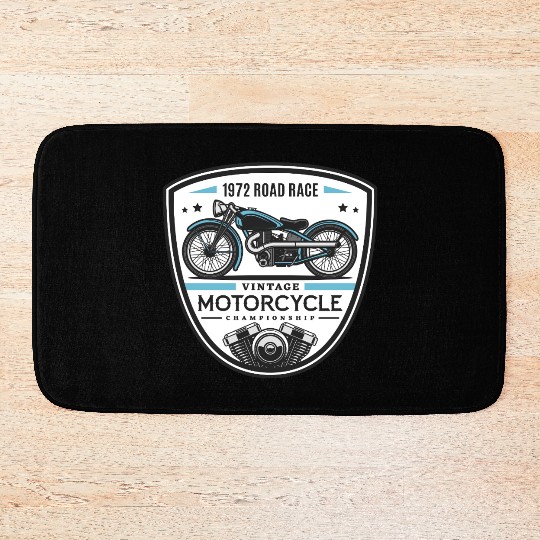 1972 Vintage Motorcycle Road Race Badge Bath Mats