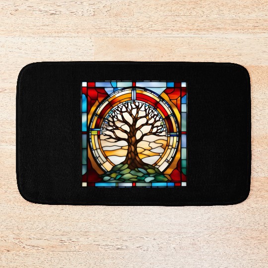 Stained Glass Tree of Life Artwork Bath Mats