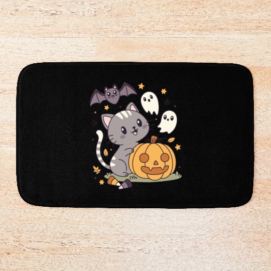 Halloween Kawaii Cat Bat Pumpkin Bath Mats