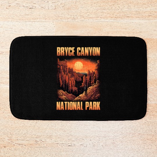 Bryce Canyon National Park Sunset Illustration Bath Mats