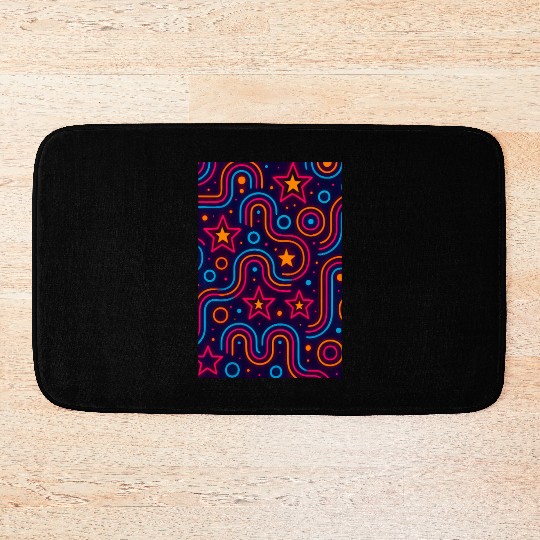 Neon Starburst Cosmic Pattern Bath Mats