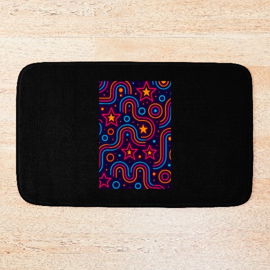 Neon Starburst Cosmic Pattern Bath Mats