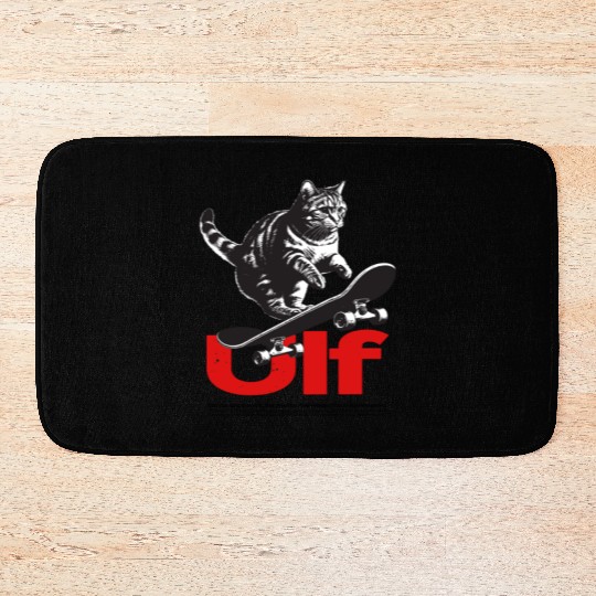 Cool Skateboard CAT with cute Boy Name ULF Bath Mats