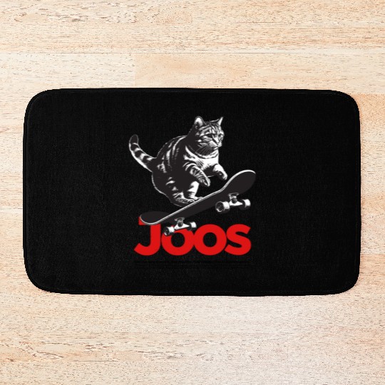 Cool Skateboard CAT with cute Boy Name JOOS Bath Mats