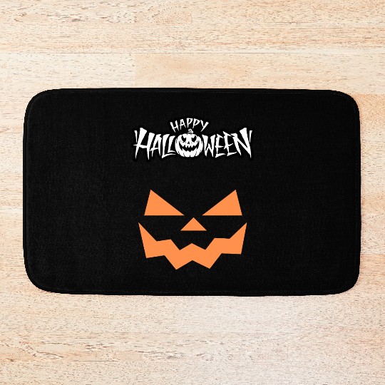 Spooky Jack-O-Lantern Halloween Design Bath Mats