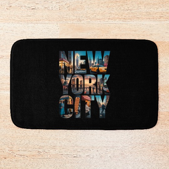 New York City Skyline Collage Bath Mats