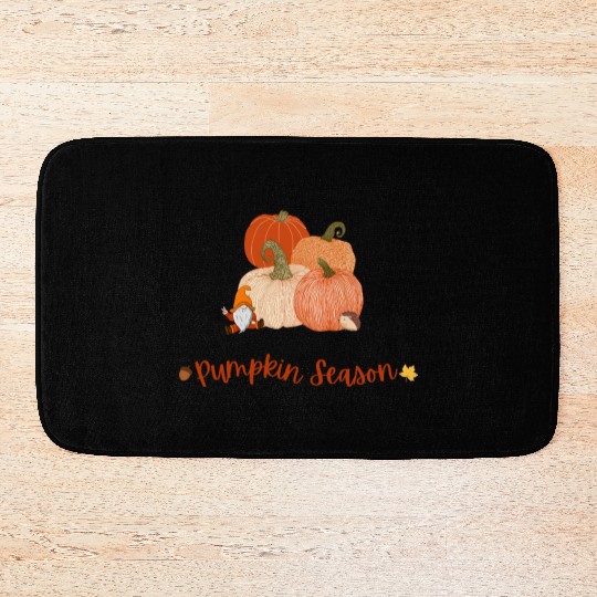 Autumn Pumpkin Harvest Illustration Bath Mats