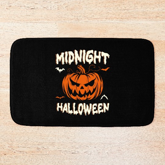 Midnight Halloween Pumpkin Scary Jack-O-Lantern Bath Mats