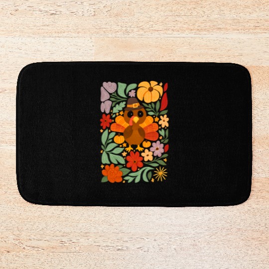 Festive Harvest Thanksgiving Turkey Bath Mats