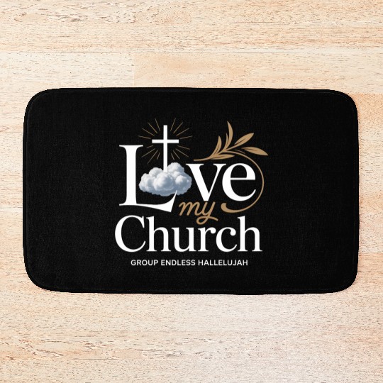 I Love My Church Cross Christian Streetwear Bath Mats