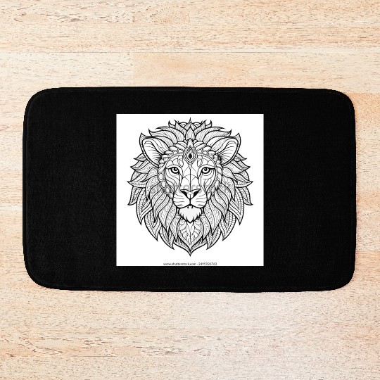 coloring page adults lion face 600w 2495926763 Bath Mats