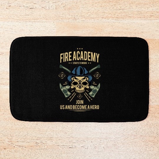 Fire Academy Skull Hero Design Bath Mats