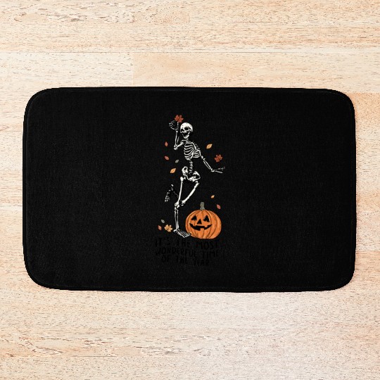 Halloween Skeleton Pumpkin Fall Autumn Spooky Gift Bath Mats