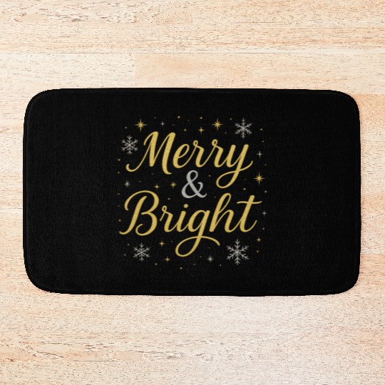 Festive Merry and Bright Holiday Design Bath Mats
