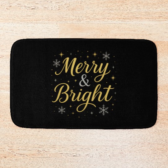 Festive Merry and Bright Holiday Design Bath Mats
