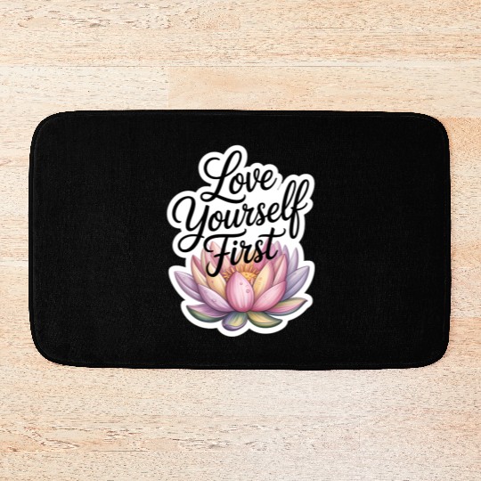 Inspirational Lotus Floral Affirmation Bath Mats