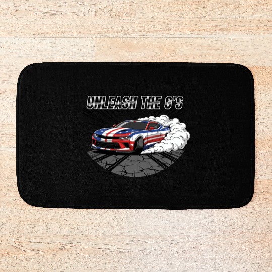 Patriotic American Muscle Car Bath Mats