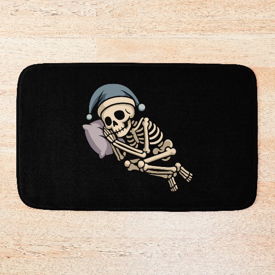 Festive Skeleton Relaxing in Holiday Gear Bath Mats