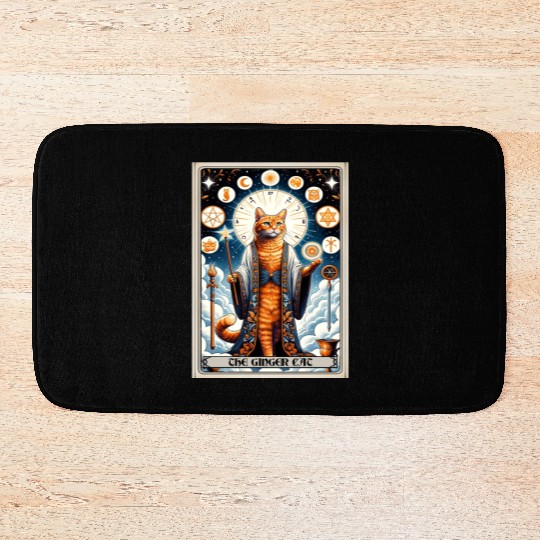 Orange The Ginger Cat Tarot Card Cat Bath Mats