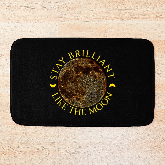 Full Moon & Golden Crescents Quote Bath Mats