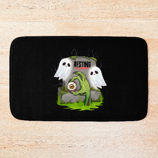 Spooky Graveyard with Ghosts and Eye Bath Mats